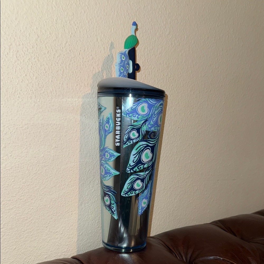 Starbucks Iridescent Tumbler with Peacock Motif
